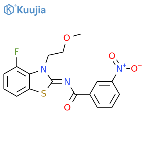 N-(2Z)-4-fluoro-3-(2-methoxyethyl)-2,3-dihydro-1,3-benzothiazol-2-ylidene-3-nitrobenzamide structure