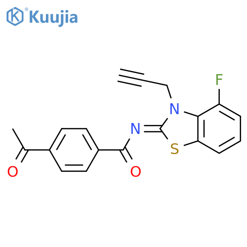 4-acetyl-N-(2Z)-4-fluoro-3-(prop-2-yn-1-yl)-2,3-dihydro-1,3-benzothiazol-2-ylidenebenzamide structure