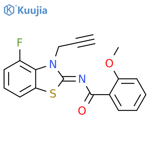N-(2Z)-4-fluoro-3-(prop-2-yn-1-yl)-2,3-dihydro-1,3-benzothiazol-2-ylidene-2-methoxybenzamide structure