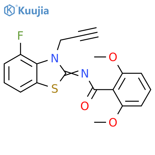 N-(2Z)-4-fluoro-3-(prop-2-yn-1-yl)-2,3-dihydro-1,3-benzothiazol-2-ylidene-2,6-dimethoxybenzamide structure