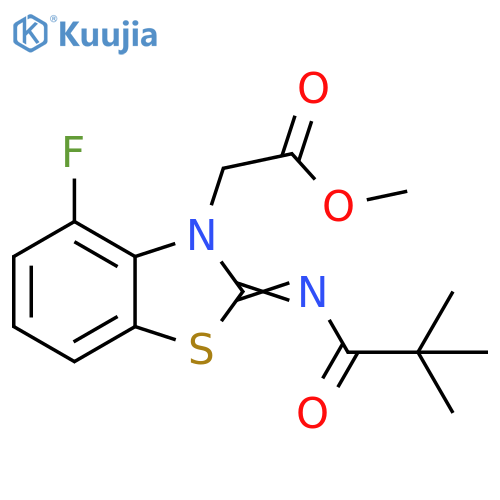 methyl 2-(2Z)-2-(2,2-dimethylpropanoyl)imino-4-fluoro-2,3-dihydro-1,3-benzothiazol-3-ylacetate structure
