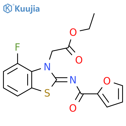 ethyl 2-(2Z)-4-fluoro-2-(furan-2-carbonyl)imino-2,3-dihydro-1,3-benzothiazol-3-ylacetate structure