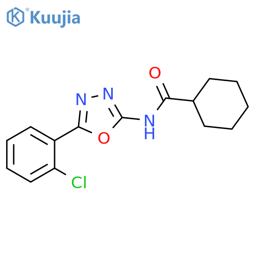 N-5-(2-chlorophenyl)-1,3,4-oxadiazol-2-ylcyclohexanecarboxamide structure