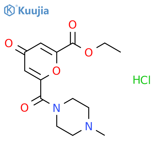 ethyl 6-[(4-methylpiperazin-1-yl)carbonyl]-4-oxo-4H-pyran-2-carboxylate hydrochloride structure