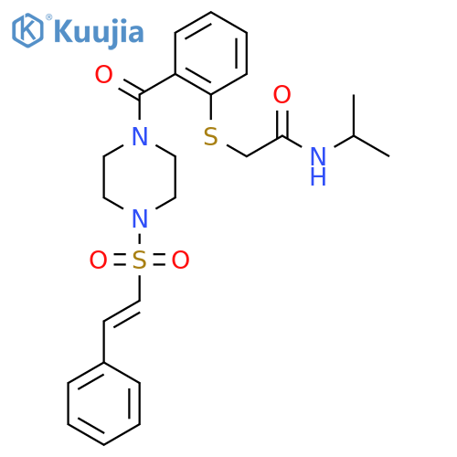 2-({2-[4-(2-phenylethenesulfonyl)piperazine-1-carbonyl]phenyl}sulfanyl)-N-(propan-2-yl)acetamide structure