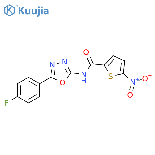N-5-(4-fluorophenyl)-1,3,4-oxadiazol-2-yl-5-nitrothiophene-2-carboxamide structure