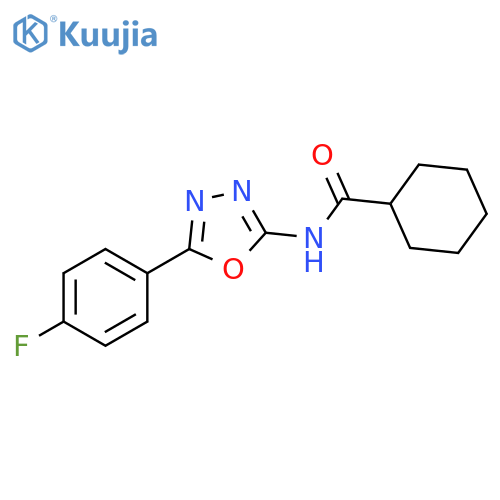 N-5-(4-fluorophenyl)-1,3,4-oxadiazol-2-ylcyclohexanecarboxamide structure