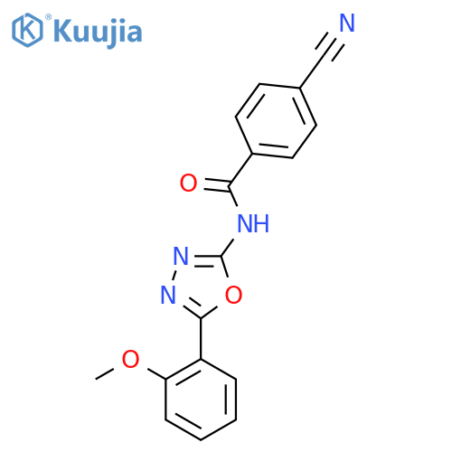 4-cyano-N-5-(2-methoxyphenyl)-1,3,4-oxadiazol-2-ylbenzamide structure
