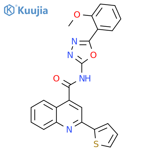 N-5-(2-methoxyphenyl)-1,3,4-oxadiazol-2-yl-2-(thiophen-2-yl)quinoline-4-carboxamide structure