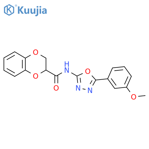 N-5-(3-methoxyphenyl)-1,3,4-oxadiazol-2-yl-2,3-dihydro-1,4-benzodioxine-2-carboxamide structure