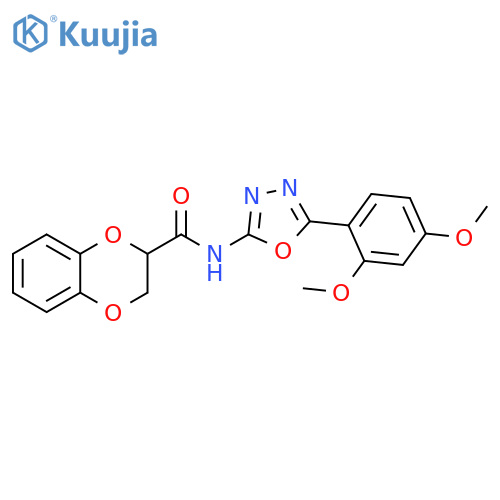 N-5-(2,4-dimethoxyphenyl)-1,3,4-oxadiazol-2-yl-2,3-dihydro-1,4-benzodioxine-2-carboxamide structure