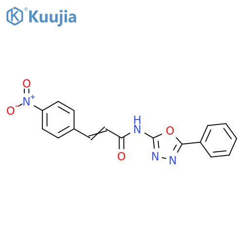 (2Z)-3-(4-nitrophenyl)-N-(5-phenyl-1,3,4-oxadiazol-2-yl)prop-2-enamide structure