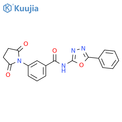 3-(2,5-dioxopyrrolidin-1-yl)-N-(5-phenyl-1,3,4-oxadiazol-2-yl)benzamide structure