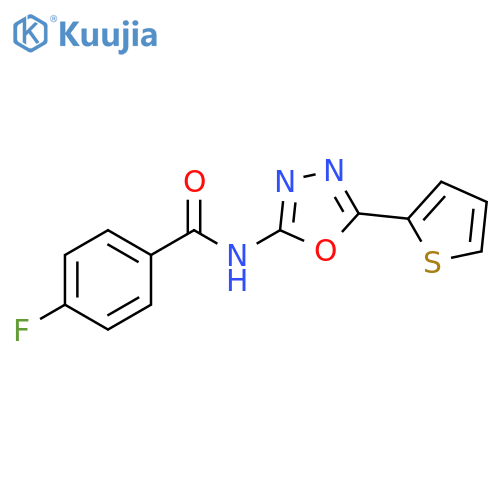 4-fluoro-N-5-(thiophen-2-yl)-1,3,4-oxadiazol-2-ylbenzamide structure