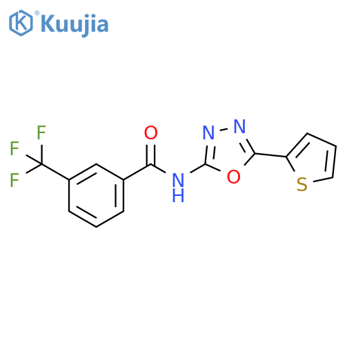 N-(5-(thiophen-2-yl)-1,3,4-oxadiazol-2-yl)-3-(trifluoromethyl)benzamide structure
