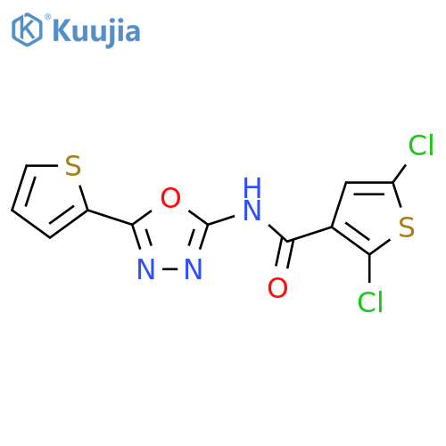 2,5-dichloro-N-5-(thiophen-2-yl)-1,3,4-oxadiazol-2-ylthiophene-3-carboxamide structure