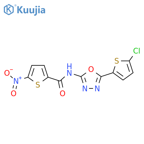 N-5-(5-chlorothiophen-2-yl)-1,3,4-oxadiazol-2-yl-5-nitrothiophene-2-carboxamide structure