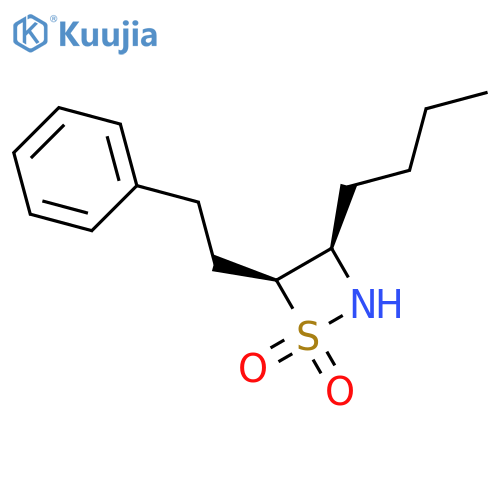 1,2-Thiazetidine, 3-butyl-4-(2-phenylethyl)-, 1,1-dioxide, (3R,4S)- structure