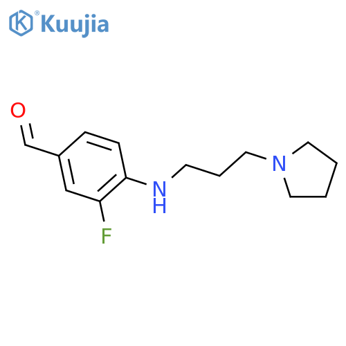 BENZALDEHYDE, 3-FLUORO-4-[[3-(1-PYRROLIDINYL)PROPYL]AMINO]- structure