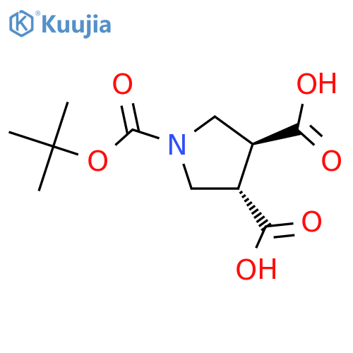 trans-1-tert-butoxycarbonylpyrrolidine-3,4-dicarboxylic acid structure