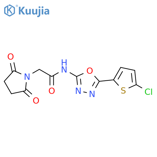 N-5-(5-chlorothiophen-2-yl)-1,3,4-oxadiazol-2-yl-2-(2,5-dioxopyrrolidin-1-yl)acetamide structure