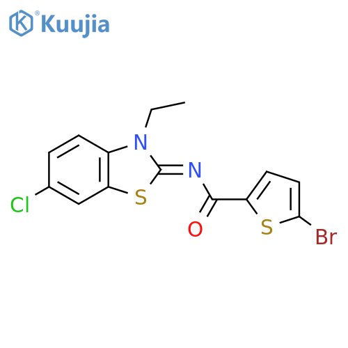 5-bromo-N-(2E)-6-chloro-3-ethyl-2,3-dihydro-1,3-benzothiazol-2-ylidenethiophene-2-carboxamide structure