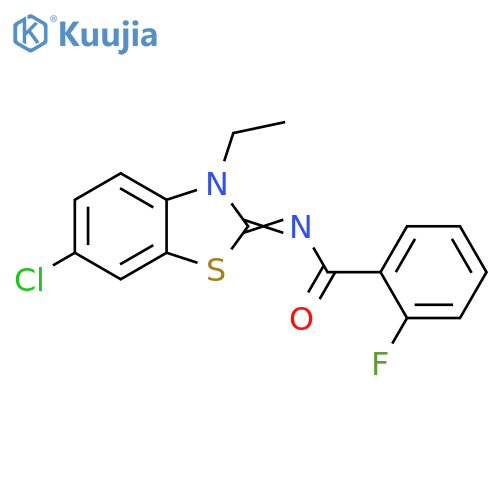 N-(2E)-6-chloro-3-ethyl-2,3-dihydro-1,3-benzothiazol-2-ylidene-2-fluorobenzamide structure