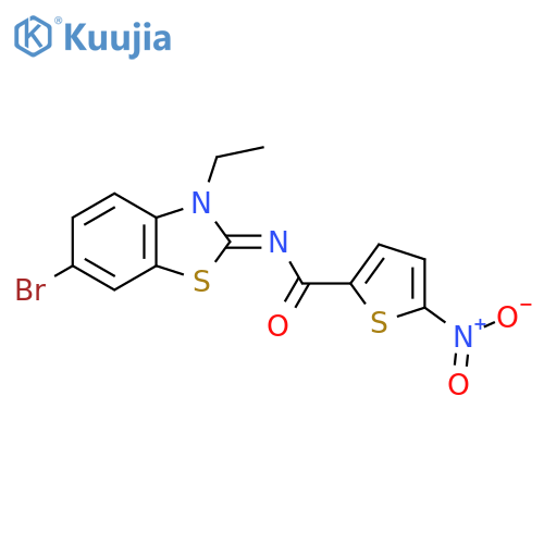 N-(2E)-6-bromo-3-ethyl-2,3-dihydro-1,3-benzothiazol-2-ylidene-5-nitrothiophene-2-carboxamide structure