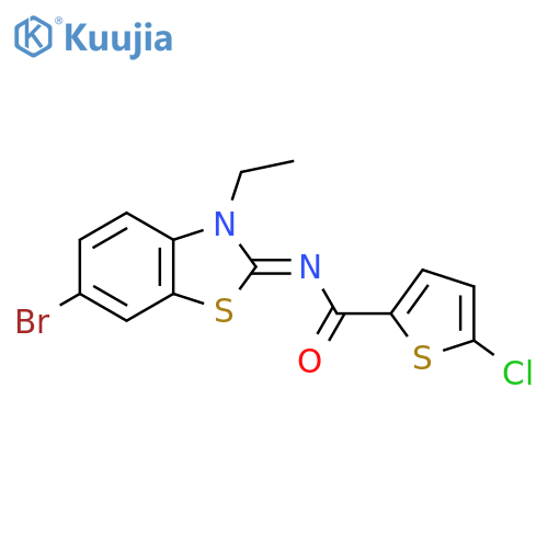 N-(2E)-6-bromo-3-ethyl-2,3-dihydro-1,3-benzothiazol-2-ylidene-5-chlorothiophene-2-carboxamide structure