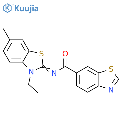N-(2E)-3-ethyl-6-methyl-2,3-dihydro-1,3-benzothiazol-2-ylidene-1,3-benzothiazole-6-carboxamide structure