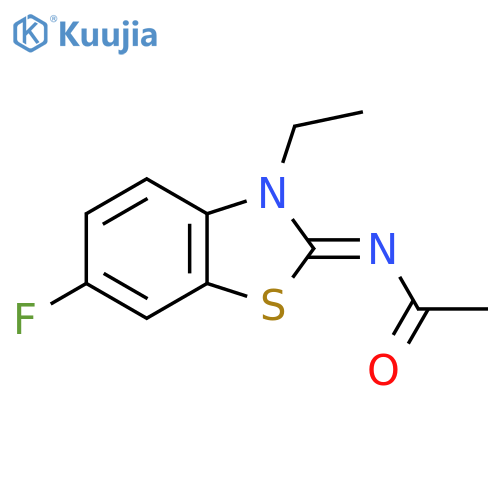 N-(2Z)-3-ethyl-6-fluoro-2,3-dihydro-1,3-benzothiazol-2-ylideneacetamide structure