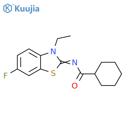 N-(2E)-3-ethyl-6-fluoro-2,3-dihydro-1,3-benzothiazol-2-ylidenecyclohexanecarboxamide structure