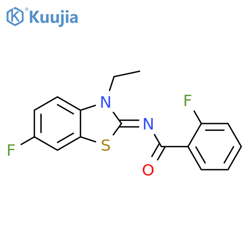 N-(2E)-3-ethyl-6-fluoro-2,3-dihydro-1,3-benzothiazol-2-ylidene-2-fluorobenzamide structure