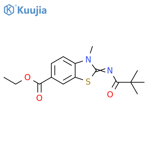 ethyl (2E)-2-(2,2-dimethylpropanoyl)imino-3-methyl-2,3-dihydro-1,3-benzothiazole-6-carboxylate structure