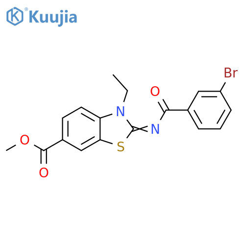 methyl (2E)-2-(3-bromobenzoyl)imino-3-ethyl-2,3-dihydro-1,3-benzothiazole-6-carboxylate structure