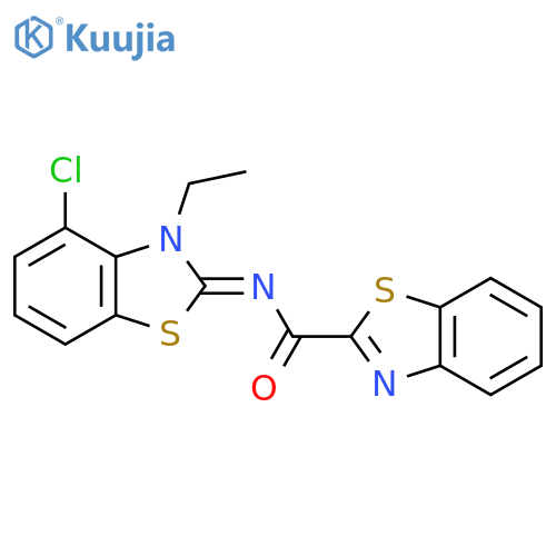 N-(2E)-4-chloro-3-ethyl-2,3-dihydro-1,3-benzothiazol-2-ylidene-1,3-benzothiazole-2-carboxamide structure