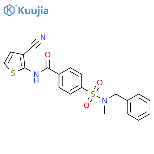 4-benzyl(methyl)sulfamoyl-N-(3-cyanothiophen-2-yl)benzamide structure