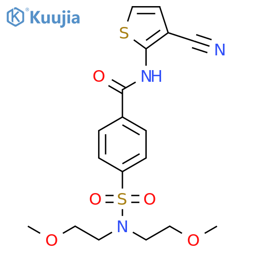 4-bis(2-methoxyethyl)sulfamoyl-N-(3-cyanothiophen-2-yl)benzamide structure