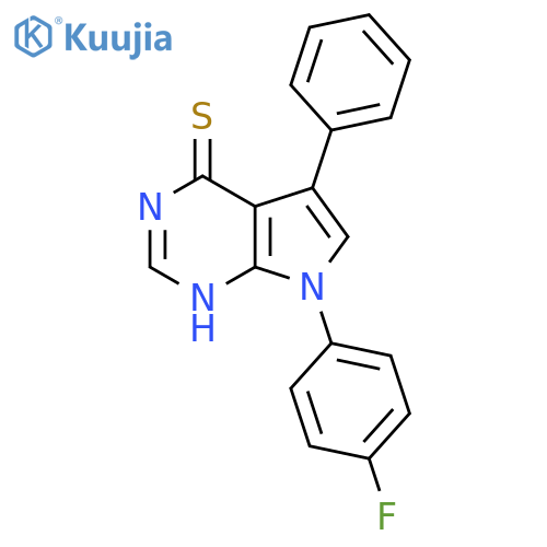 7-(4-fluorophenyl)-5-phenyl-7H-pyrrolo2,3-dpyrimidine-4-thiol structure