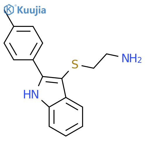 2-{2-(4-methylphenyl)-1H-indol-3-ylsulfanyl}ethan-1-amine structure