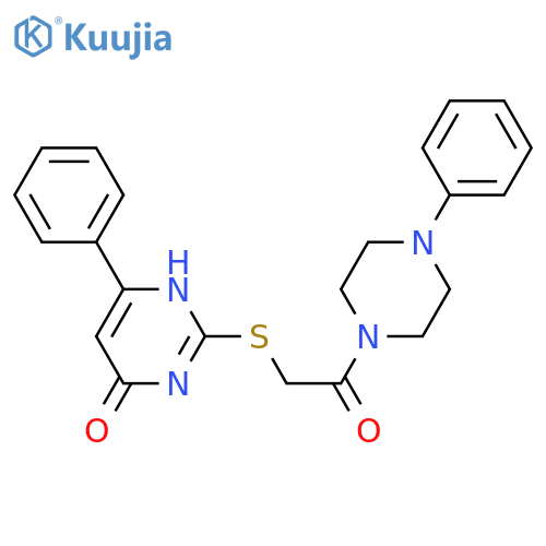 2-{2-oxo-2-(4-phenylpiperazin-1-yl)ethylsulfanyl}-6-phenyl-3,4-dihydropyrimidin-4-one structure