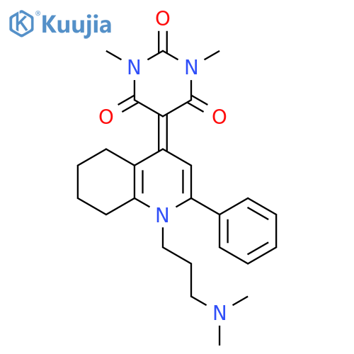 5-{1-3-(dimethylamino)propyl-2-phenyl-1,4,5,6,7,8-hexahydroquinolin-4-ylidene}-1,3-dimethyl-1,3-diazinane-2,4,6-trione structure