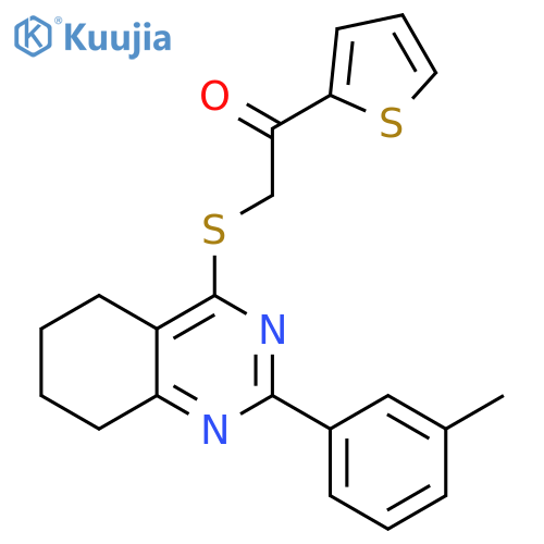 2-{2-(3-methylphenyl)-5,6,7,8-tetrahydroquinazolin-4-ylsulfanyl}-1-(thiophen-2-yl)ethan-1-one structure