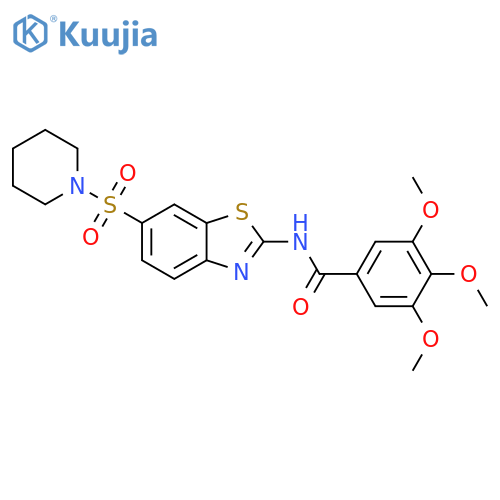 3,4,5-trimethoxy-N-6-(piperidine-1-sulfonyl)-1,3-benzothiazol-2-ylbenzamide structure