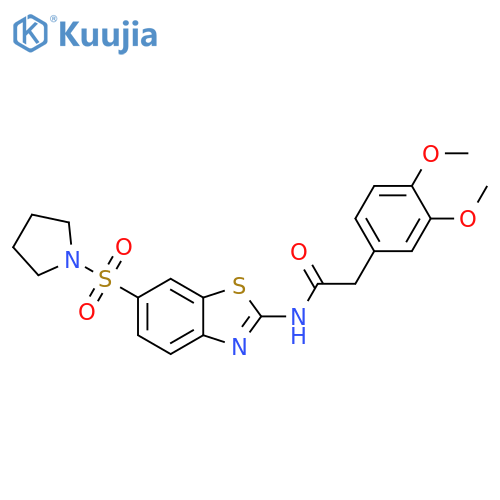 2-(3,4-dimethoxyphenyl)-N-6-(pyrrolidine-1-sulfonyl)-1,3-benzothiazol-2-ylacetamide structure