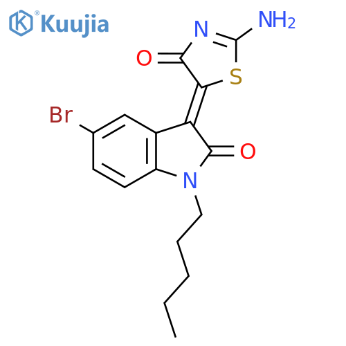 5-bromo-3-(5Z)-2-imino-4-oxo-1,3-thiazolidin-5-ylidene-1-pentyl-2,3-dihydro-1H-indol-2-one structure