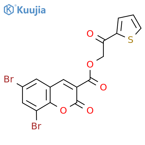 2-oxo-2-(thiophen-2-yl)ethyl 6,8-dibromo-2-oxo-2H-chromene-3-carboxylate structure