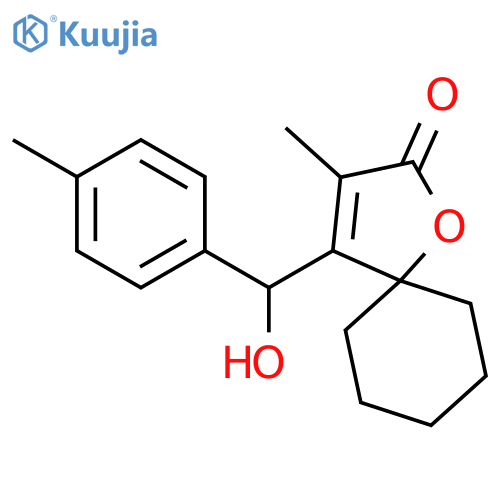 4-[hydroxy(4-methylphenyl)methyl]-3-methyl-1-oxaspiro[4.5]dec-3-en-2-one structure