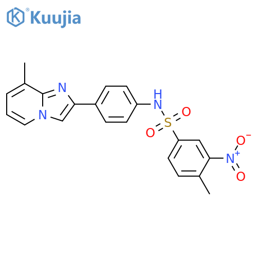 4-methyl-N-(4-{8-methylimidazo1,2-apyridin-2-yl}phenyl)-3-nitrobenzene-1-sulfonamide structure