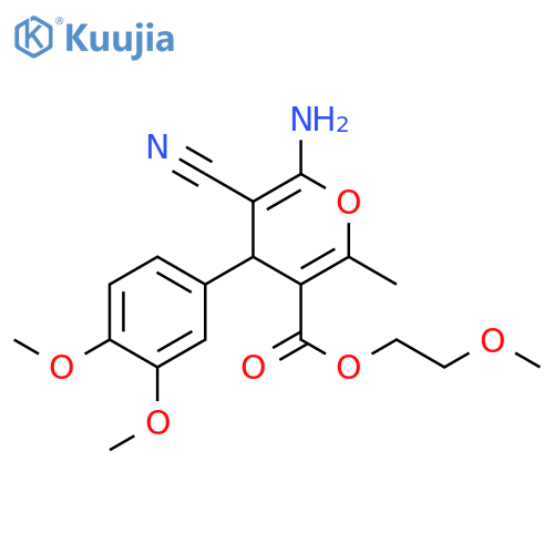 2-methoxyethyl 6-amino-5-cyano-4-(3,4-dimethoxyphenyl)-2-methyl-4H-pyran-3-carboxylate structure